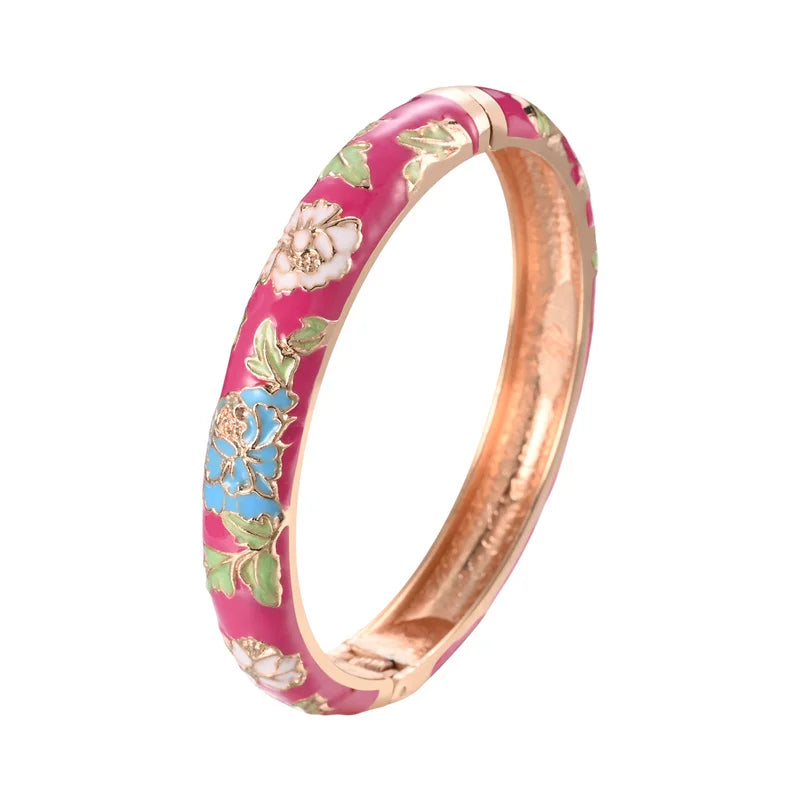 Enameled Flower Bracelets