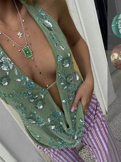 Sequined Off-Shoulder Top