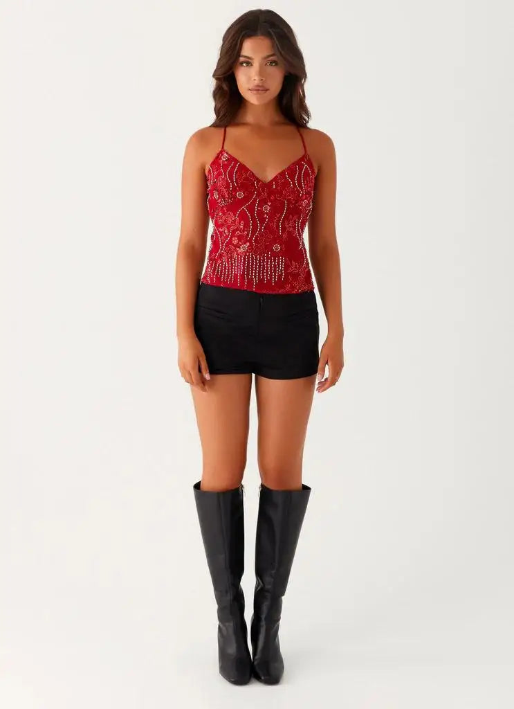 Sequined Off-Shoulder Top