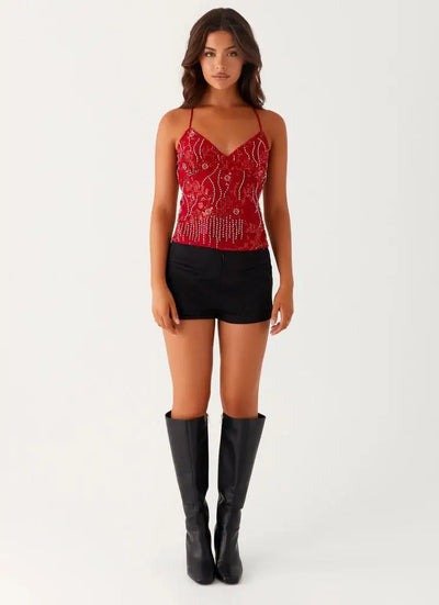 Sequined Off-Shoulder Top